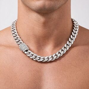 Men's Silver Cuban Link Necklace 20inch -
